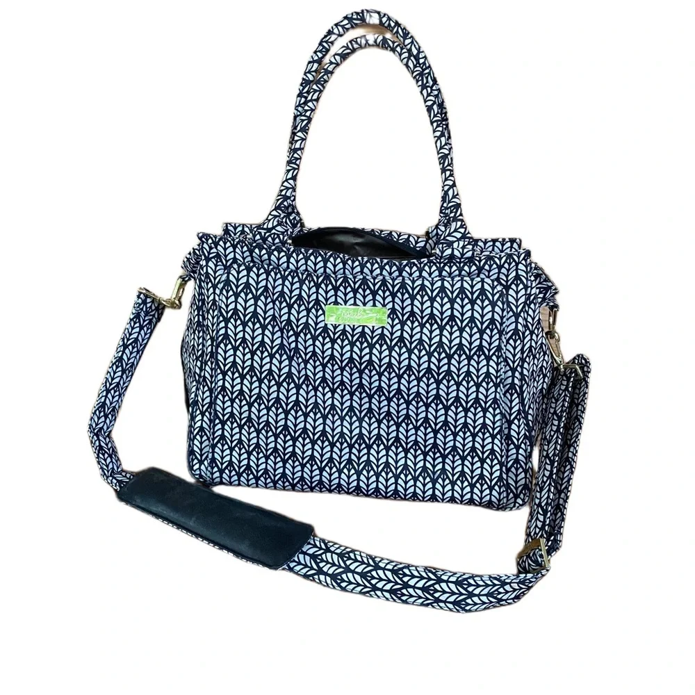 Jujube Be Classy spacious diaper bag tote for travel with black and white design